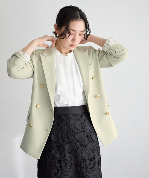 Andemiu(アンデミュウ)の「【S/Mサイズ展開】キンボタンジャケット636597(テーラードジャケット・レディース・ネイビー/アイボリー/ミント/ライトベージュ・SMALL/MEDIUM)」の7枚目の写真
