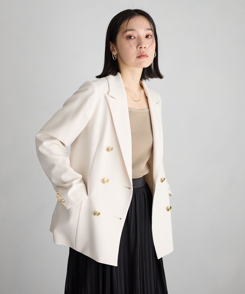 Andemiu(アンデミュウ)の「【S/Mサイズ展開】キンボタンジャケット636597(テーラードジャケット・レディース・ネイビー/アイボリー/ミント/ライトベージュ・SMALL/MEDIUM)」の17枚目の写真