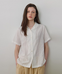 BUT'TON（ボッタン）の「Lace Open Collar Shirts (Ivory)（シャツ/ブラウス）」