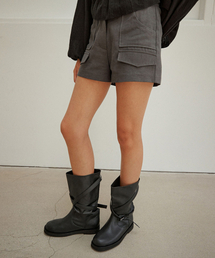 BUTTON POCKET SHORTS [ CHARCOAL ]