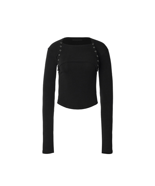 A.R.U(エイアールユー)の「DUAL SNAP TOP(Tシャツ/カットソー・レディース・ブラック/カーキ/ピンク/アイボリー・SMALL/MEDIUM)」の2枚目の写真