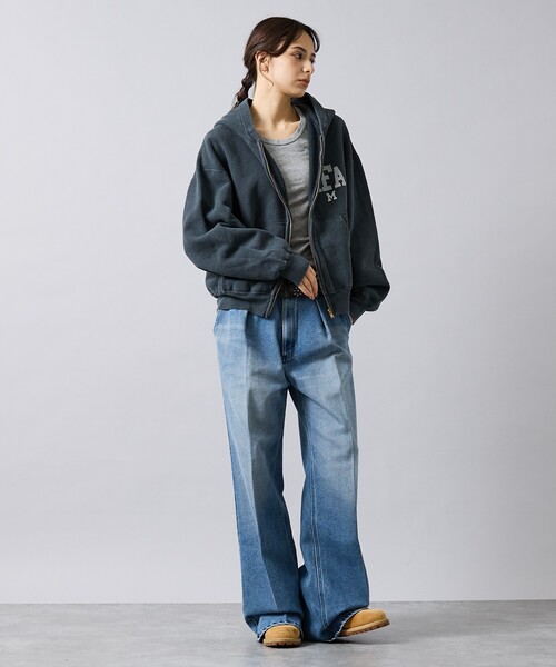 REMI RELIEF（レミレリーフ）の「【REMI RELIEF / レミ レリーフ】  SP加工 起毛裏毛 ZIPパーカー（AFA・ジップフーディ・ユニセックス）（パーカー・メンズ・ブラック/アイボリー/ネイビー・M/XL/L）」の5枚目の写真