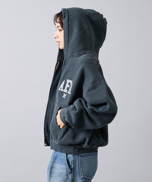 REMI RELIEF（レミレリーフ）の「【REMI RELIEF / レミ レリーフ】  SP加工 起毛裏毛 ZIPパーカー（AFA・ジップフーディ・ユニセックス）（パーカー・メンズ・ブラック/アイボリー/ネイビー・M/XL/L）」の6枚目の写真