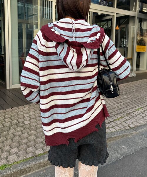 CIAOPANIC（チャオパニック）の「アソートボーダーダブルジップニット