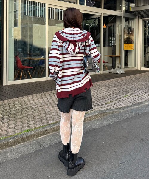 CIAOPANIC（チャオパニック）の「アソートボーダーダブルジップニット