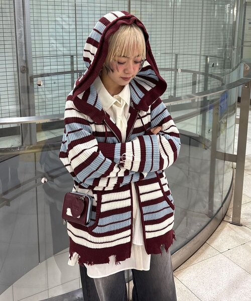 CIAOPANIC（チャオパニック）の「アソートボーダーダブルジップニット
