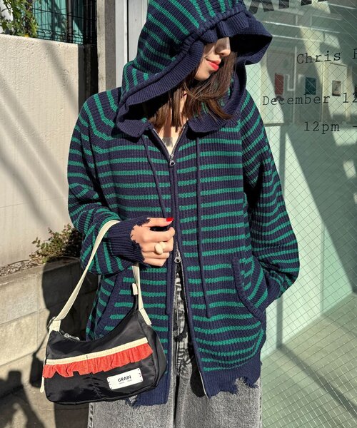 CIAOPANIC（チャオパニック）の「アソートボーダーダブルジップニット