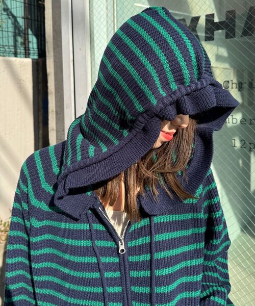 セール】アソートボーダーダブルジップニットパーカー（パーカー