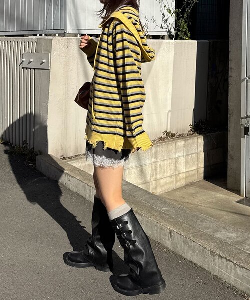 アソートボーダーダブルジップニットパーカー（パーカー）｜CIAOPANIC