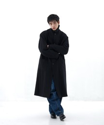 MATSUFUJI ステンカラーコート ブラック MATSUFUJI｜マツフジ（メンズ）のステンカラーコート（ブラック/黒色系