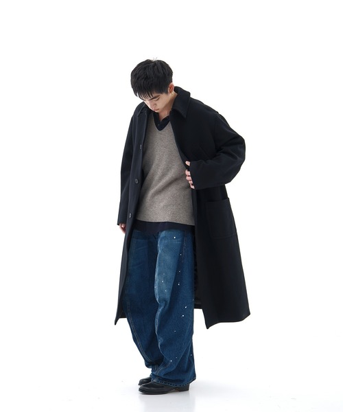 MATSUFUJI(マツフジ)の「CONZ別注Bal Collar Wool Coat /バルカラーコート/ハンティングジャケット/CONZ限定デザイン/MATSUFUJI(ステンカラーコート・メンズ・ブラック/ブラウン・3/2)」の10枚目の写真