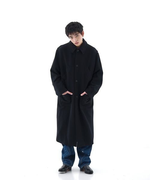 MATSUFUJI(マツフジ)の「CONZ別注Bal Collar Wool Coat /バルカラーコート/ハンティングジャケット/CONZ限定デザイン/MATSUFUJI(ステンカラーコート・メンズ・ブラック/ブラウン・3/2)」の20枚目の写真