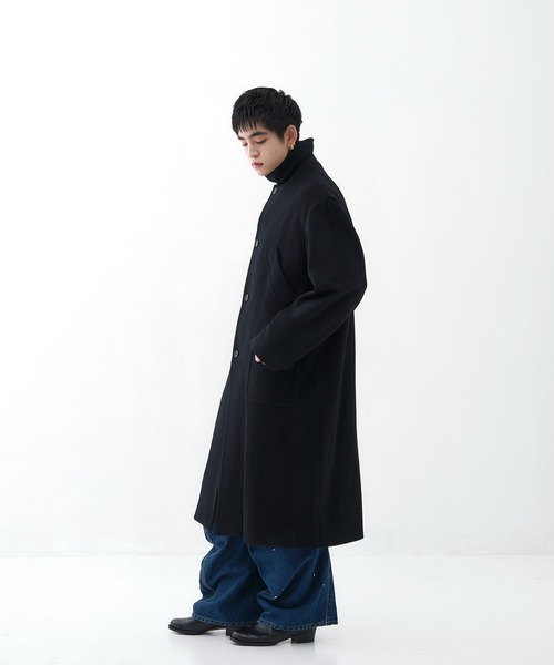 MATSUFUJI(マツフジ)の「CONZ別注Bal Collar Wool Coat /バルカラーコート/ハンティングジャケット/CONZ限定デザイン/MATSUFUJI(ステンカラーコート・メンズ・ブラック/ブラウン・3/2)」の12枚目の写真
