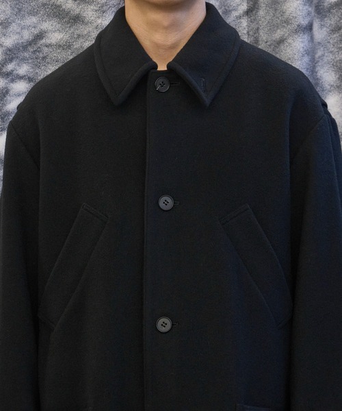 MATSUFUJI(マツフジ)の「CONZ別注Bal Collar Wool Coat /バルカラーコート/ハンティングジャケット/CONZ限定デザイン/MATSUFUJI(ステンカラーコート・メンズ・ブラック/ブラウン・3/2)」の9枚目の写真