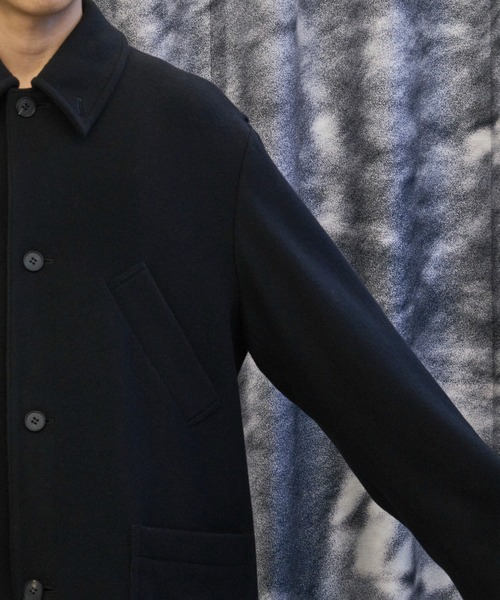 MATSUFUJI(マツフジ)の「CONZ別注Bal Collar Wool Coat /バルカラーコート/ハンティングジャケット/CONZ限定デザイン/MATSUFUJI(ステンカラーコート・メンズ・ブラック/ブラウン・3/2)」の3枚目の写真