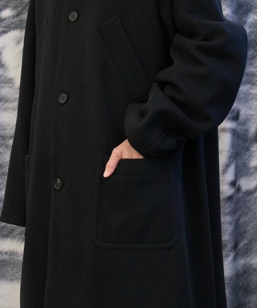 MATSUFUJI(マツフジ)の「CONZ別注Bal Collar Wool Coat /バルカラーコート/ハンティングジャケット/CONZ限定デザイン/MATSUFUJI(ステンカラーコート・メンズ・ブラック/ブラウン・3/2)」の5枚目の写真