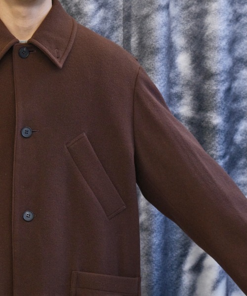 MATSUFUJI(マツフジ)の「CONZ別注Bal Collar Wool Coat /バルカラーコート/ハンティングジャケット/CONZ限定デザイン/MATSUFUJI(ステンカラーコート・メンズ・ブラック/ブラウン・3/2)」の21枚目の写真