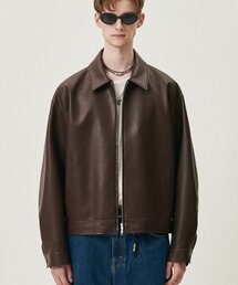 DOFFJASON（ドフジェーソン）の「オーバーフィットビーガンレザーシングルジャケット（ブラウン）（ライダースジャケット）」