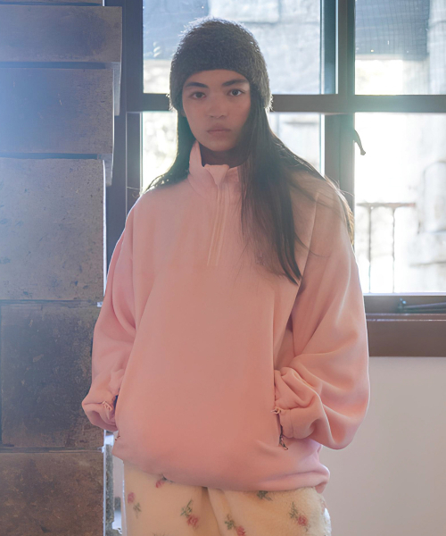 SOFT FLEECE HALF ZIP-UP PINK