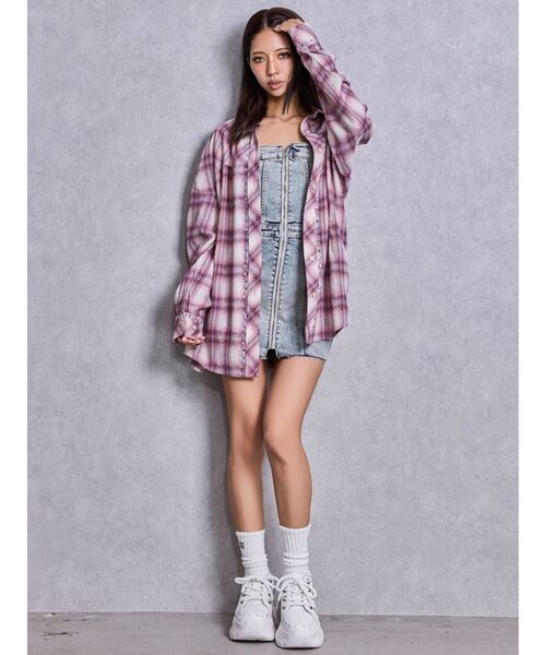 GYDA(ジェイダ)の「bijouチェックシャツ(シャツ/ブラウス・レディース・ベージュ/ネイビー/ピンク・FREE)」の19枚目の写真