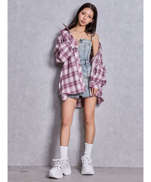 GYDA(ジェイダ)の「bijouチェックシャツ(シャツ/ブラウス・レディース・ベージュ/ネイビー/ピンク・FREE)」の20枚目の写真
