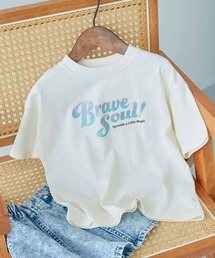 devirock（デビロック）の「綿100% デビラボ×【きらっとメタリック】 ガールズ BIGシルエット プリント半袖Tシャツ（Tシャツ/カットソー）」
