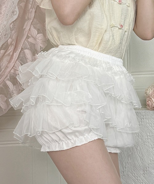 セール】12E6-TJ ボリューム ティアードフリル ドロワーズ ショート
