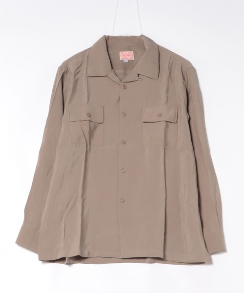 KLASICA レーヨンシャツ ロング丈 ベージュ　サイズ4 BIG MIKE ビックマイク /長袖 レーヨンミックス 無地シャツ 脇スリット