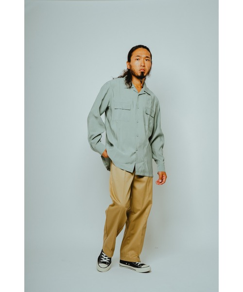 BIG MIKE(ビッグマイク)の「BIG MIKE ビックマイク /長袖 レーヨンミックス 無地シャツ 脇スリットタイプ //// 102615250(シャツ/ブラウス・メンズ・サンドベージュ/チャコール/ブラック/ミント・MEDIUM/XX-LARGE/X-LARGE/LARGE)」の10枚目の写真