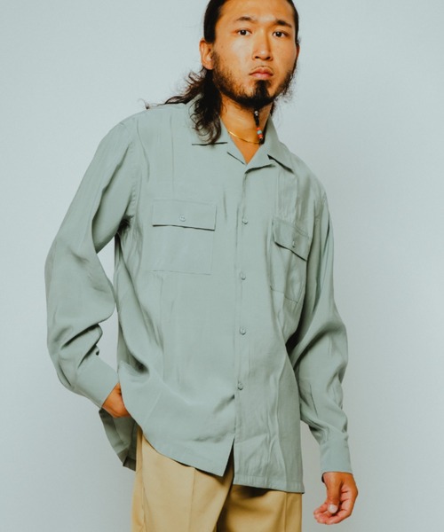 BIG MIKE(ビッグマイク)の「BIG MIKE ビックマイク /長袖 レーヨンミックス 無地シャツ 脇スリットタイプ //// 102615250(シャツ/ブラウス・メンズ・サンドベージュ/チャコール/ブラック/ミント・MEDIUM/XX-LARGE/X-LARGE/LARGE)」の17枚目の写真
