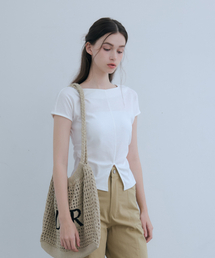 ODER（オディエール）の「切り替えキャップスリーブTシャツ-アイボリー（Tシャツ/カットソー）」
