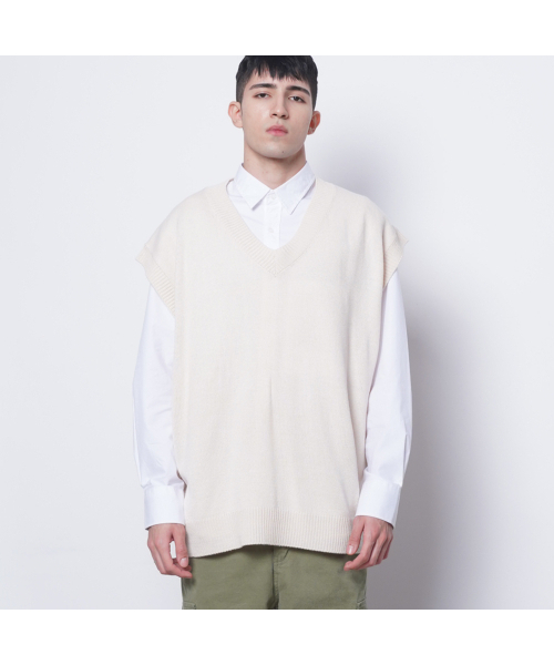 THE-ABON(エイボン)の「M614 in over knit vest ivory(ベスト・メンズ・その他・FREE)」の2枚目の写真