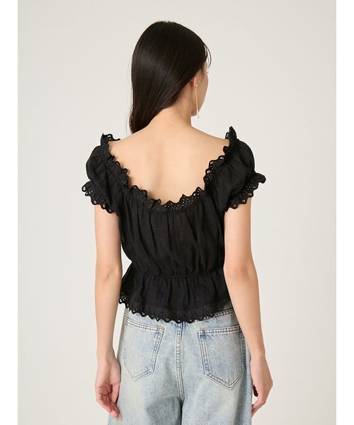 FRAY I.D（フレイアイディー）の「2wayフリルレースブラウス（シャツ/ブラウス・レディース・ブラック/ホワイト・F）」の6枚目の写真