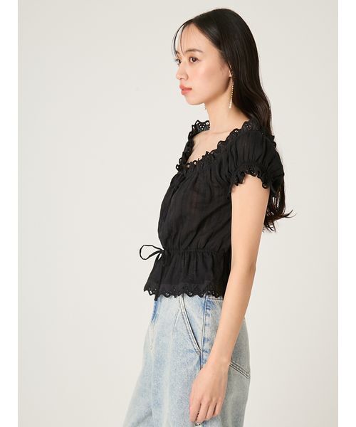 FRAY I.D（フレイアイディー）の「2wayフリルレースブラウス（シャツ/ブラウス・レディース・ブラック/ホワイト・F）」の5枚目の写真