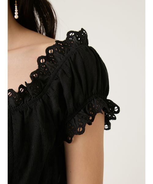 FRAY I.D（フレイアイディー）の「2wayフリルレースブラウス（シャツ/ブラウス・レディース・ブラック/ホワイト・F）」の20枚目の写真