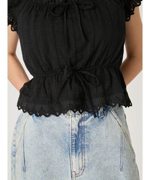 FRAY I.D（フレイアイディー）の「2wayフリルレースブラウス（シャツ/ブラウス・レディース・ブラック/ホワイト・F）」の17枚目の写真