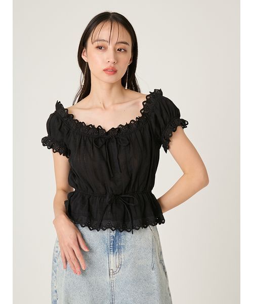 FRAY I.D（フレイアイディー）の「2wayフリルレースブラウス（シャツ/ブラウス・レディース・ブラック/ホワイト・F）」の8枚目の写真