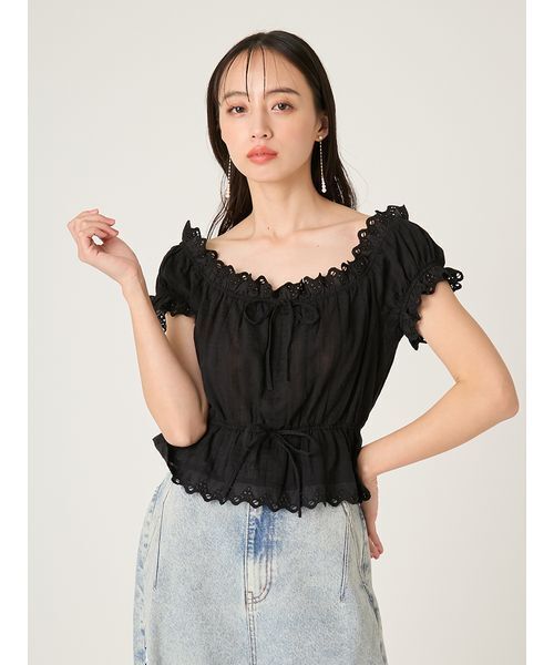 FRAY I.D（フレイアイディー）の「2wayフリルレースブラウス（シャツ/ブラウス・レディース・ブラック/ホワイト・F）」の7枚目の写真