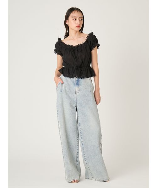 FRAY I.D（フレイアイディー）の「2wayフリルレースブラウス（シャツ/ブラウス・レディース・ブラック/ホワイト・F）」の13枚目の写真