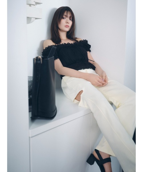 FRAY I.D（フレイアイディー）の「2wayフリルレースブラウス（シャツ/ブラウス・レディース・ブラック/ホワイト・F）」の10枚目の写真