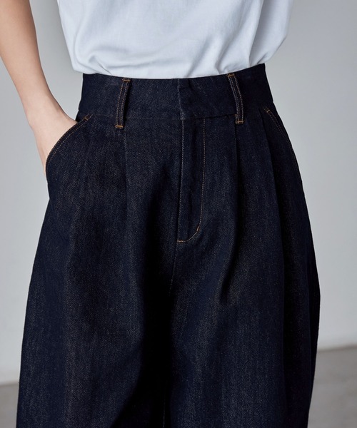 etoll.（エトル）の「ロウデニムウエストタックワイドパンツ（デニムパンツ・レディース・ブルー/ブラック・L/M/S）」の17枚目の写真