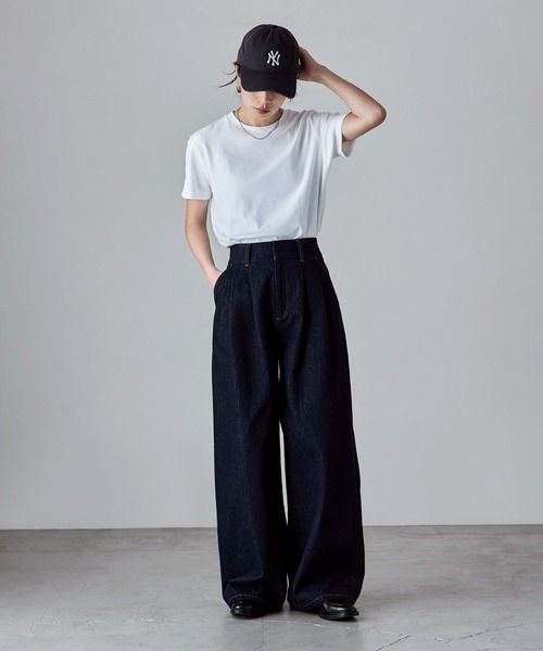 etoll.（エトル）の「ロウデニムウエストタックワイドパンツ（デニムパンツ・レディース・ブルー/ブラック・L/M/S）」の19枚目の写真