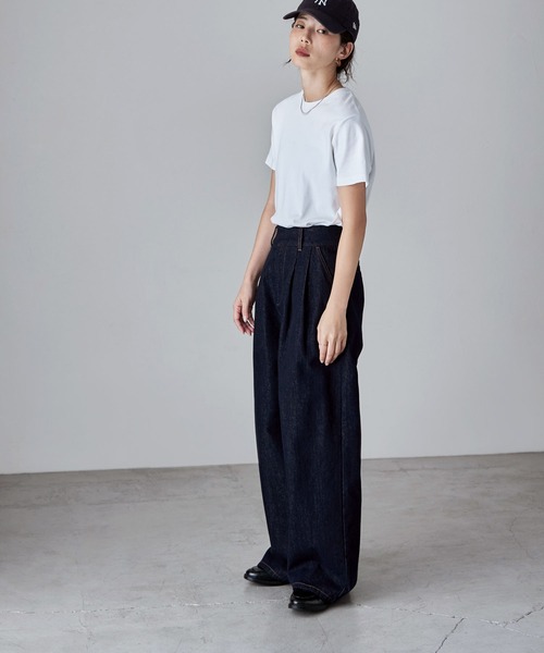 etoll.（エトル）の「ロウデニムウエストタックワイドパンツ（デニムパンツ・レディース・ブルー/ブラック・L/M/S）」の18枚目の写真