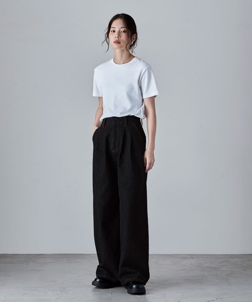 etoll.（エトル）の「ロウデニムウエストタックワイドパンツ（デニムパンツ・レディース・ブルー/ブラック・L/M/S）」の11枚目の写真