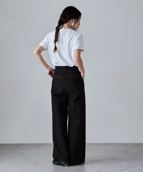 etoll.（エトル）の「ロウデニムウエストタックワイドパンツ（デニムパンツ・レディース・ブルー/ブラック・L/M/S）」の12枚目の写真