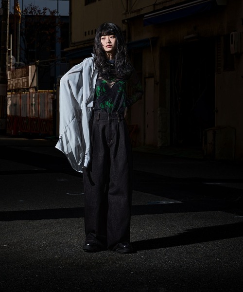 etoll.（エトル）の「ロウデニムウエストタックワイドパンツ（デニムパンツ・レディース・ブルー/ブラック・L/M/S）」の22枚目の写真