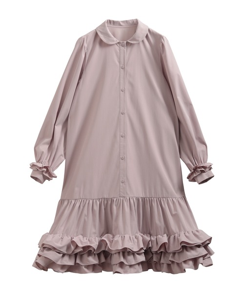 Fit more(フィットモア)の「裾ダブルフリルシャツワンピース(シャツワンピース・レディース・ピンク/ホワイト/ブルー・LONG/SHORT)」の10枚目の写真