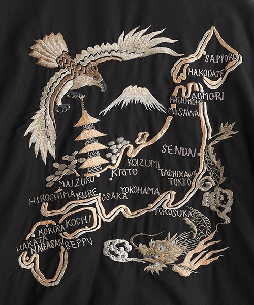 GOLD（ゴールド）の「GOLD / ゴールド：別注 SOUVENIR JACKET AGED MODEL JAPAN MAP：25B-GL15848AK[MUS]（ブルゾン・メンズ・ブラック・M）」の12枚目の写真