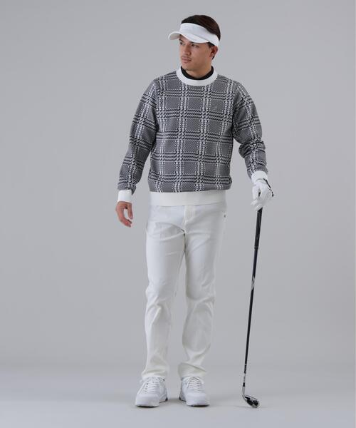 St ANDREWS（セントアンドリュース）の「【St ANDREWS】１４Ｇホースビットチェックジャガードプルオーバーニット（ニット/セーター・メンズ・ホワイト/ベージュ・L/M/LL）」の4枚目の写真