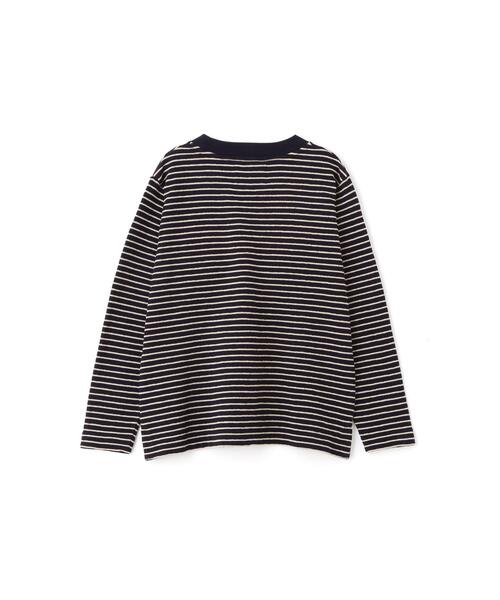 MHL.(エムエイチエル)の「TEXTURED COTTON STRIPE(Tシャツ/カットソー・レディース・ネイビー・2)」の5枚目の写真